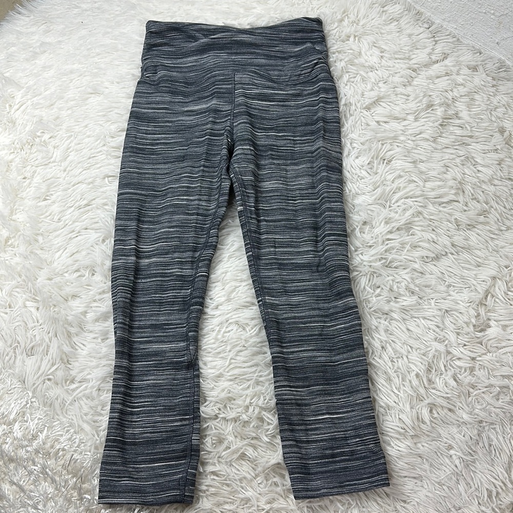 Lululemon Align Crop 21" *Cross Waist Mini Space Dye Herringbone Heathered Black